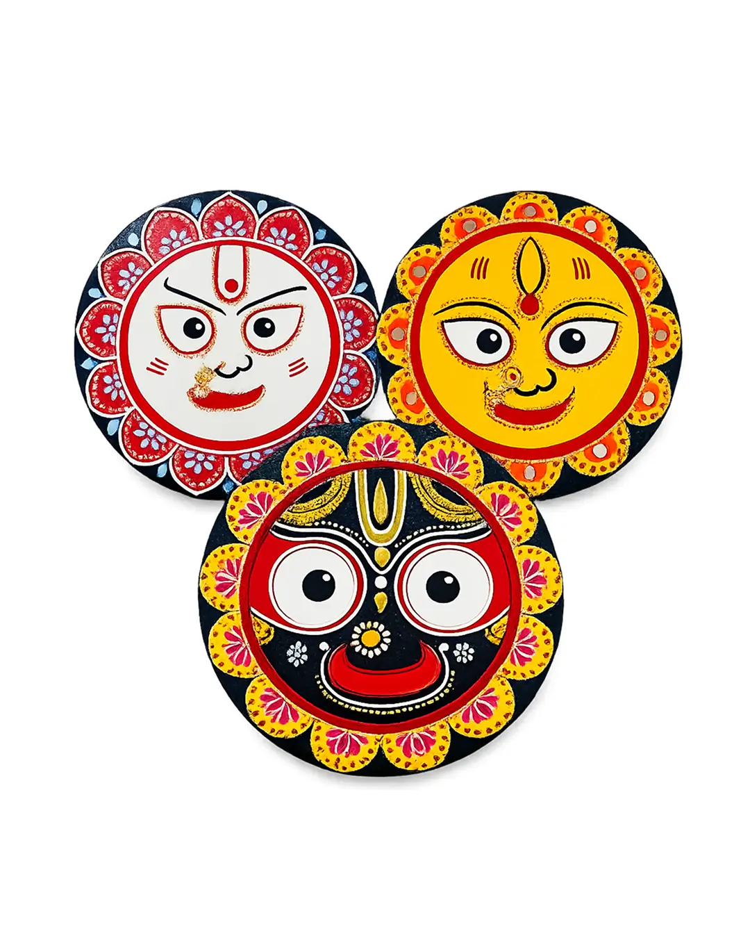 Jagannath · Balabhadra · Subhadra — Handpainted Trio Wall Art Set