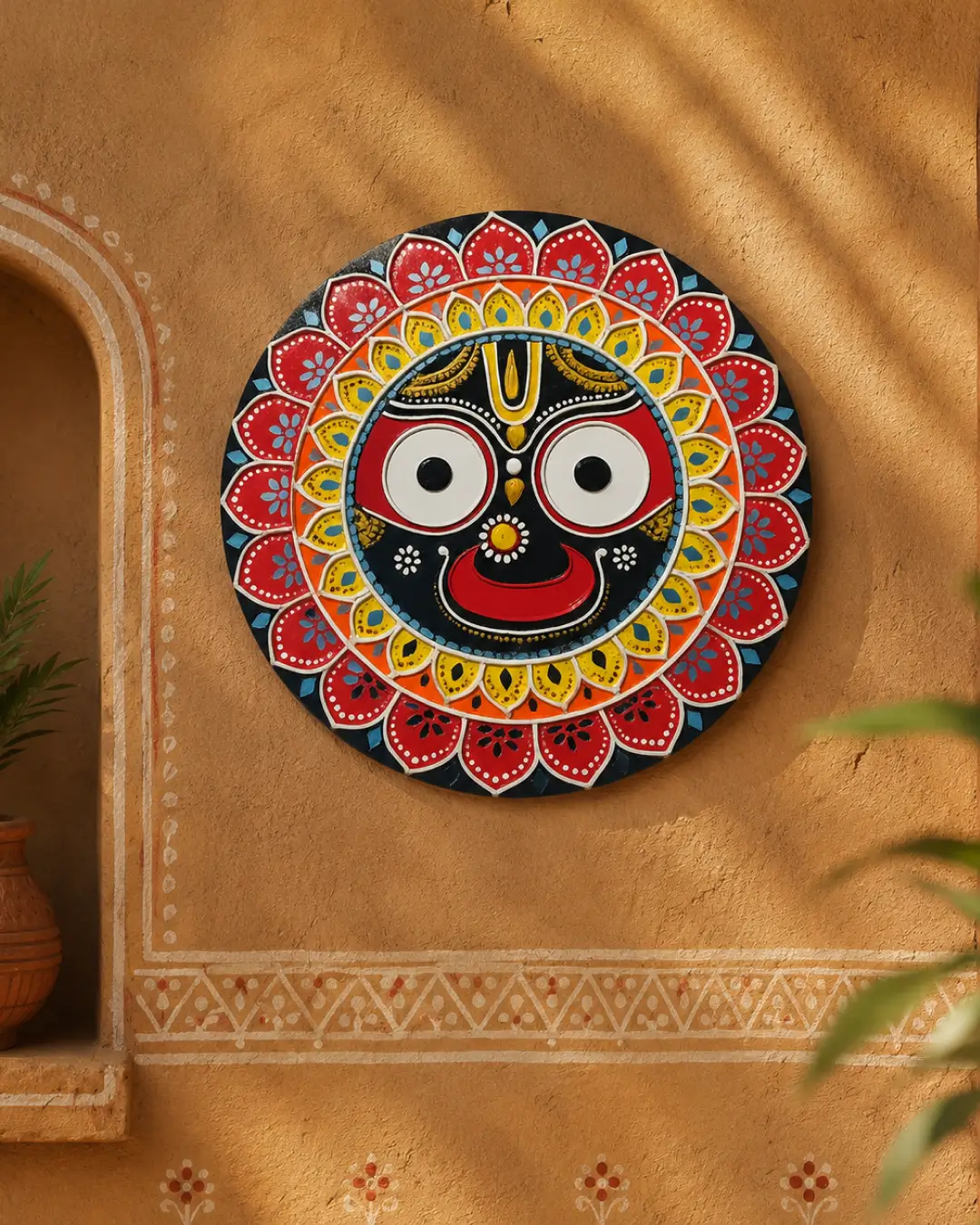 Handpainted Mahaprabhu Jagannath Face — Circular Wall Art — inside view